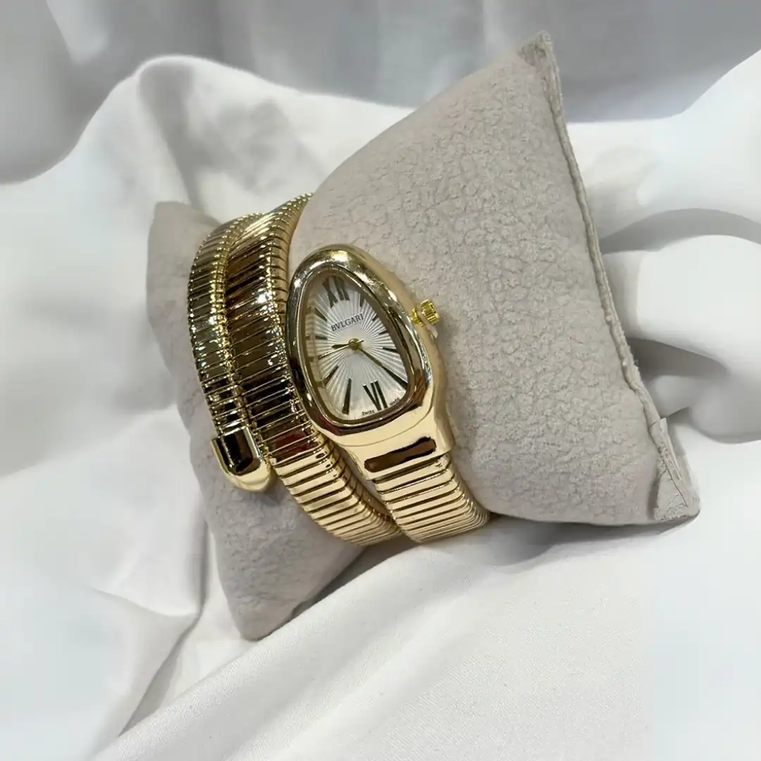  ساعة بولغري ستانلس ستيل ذهبي مع إطار ذهبي 