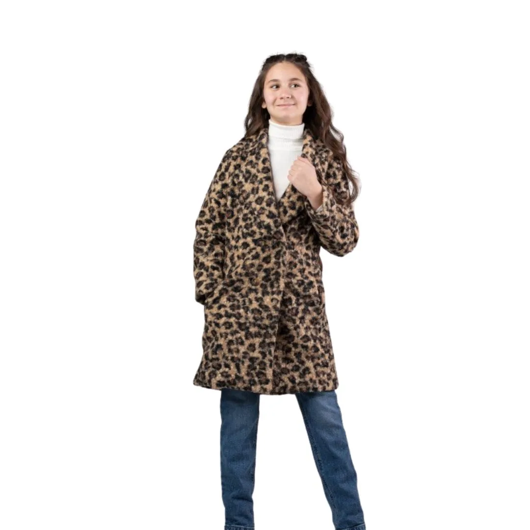 جاكيت بناتي شتوي بنقشة النمر