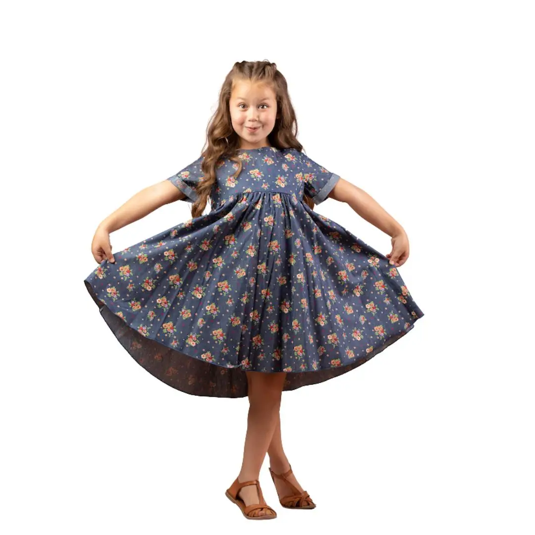 فستان بناتي من قماش التنسل المطبوع