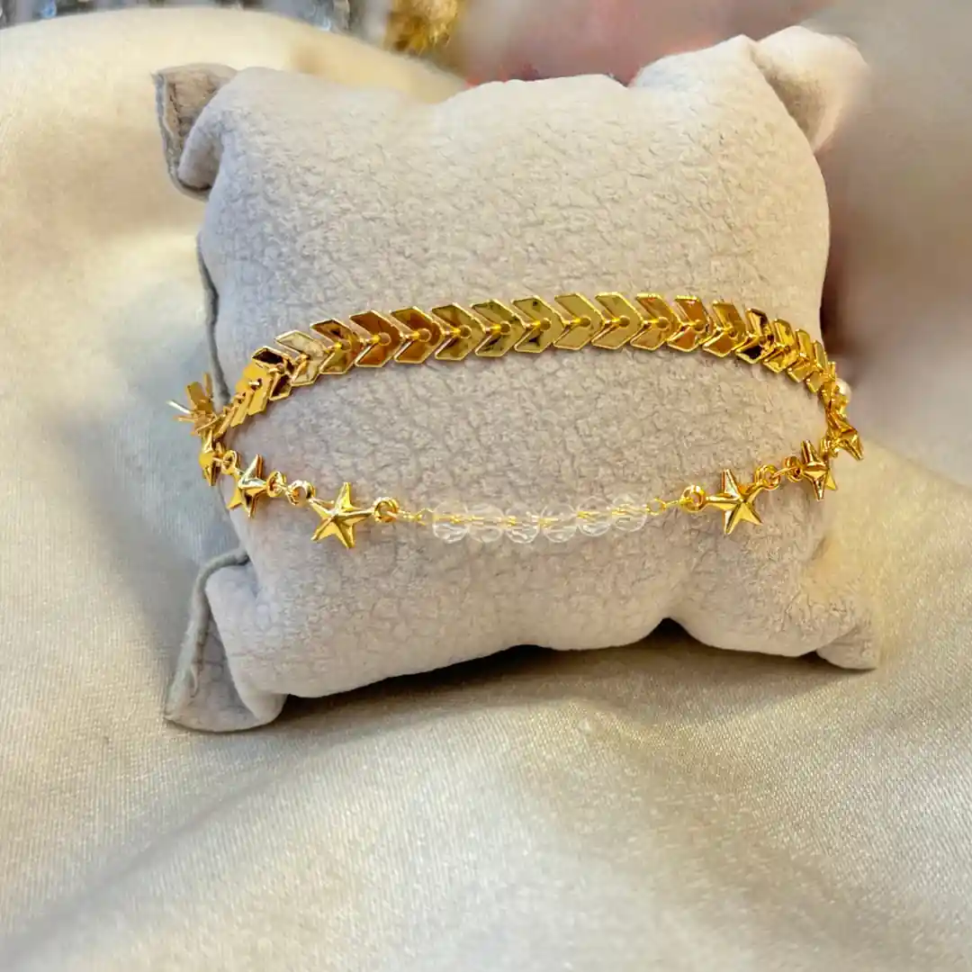 خلخال ذهب برازيلي مزدوج بتصميم سنبلة