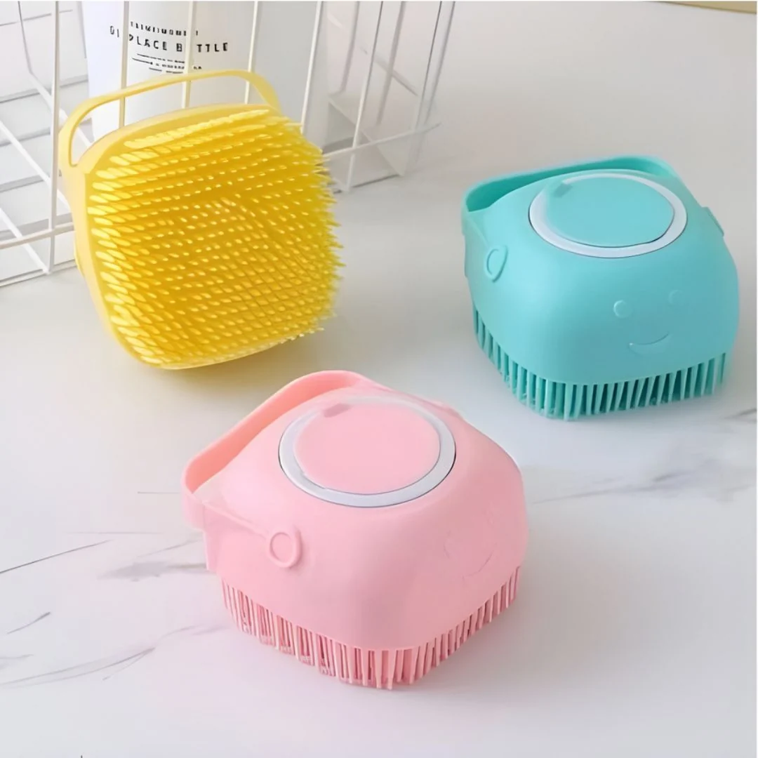 فرشاة استحمام سيليكون للتدليك مع موزع جل الاستحمام 