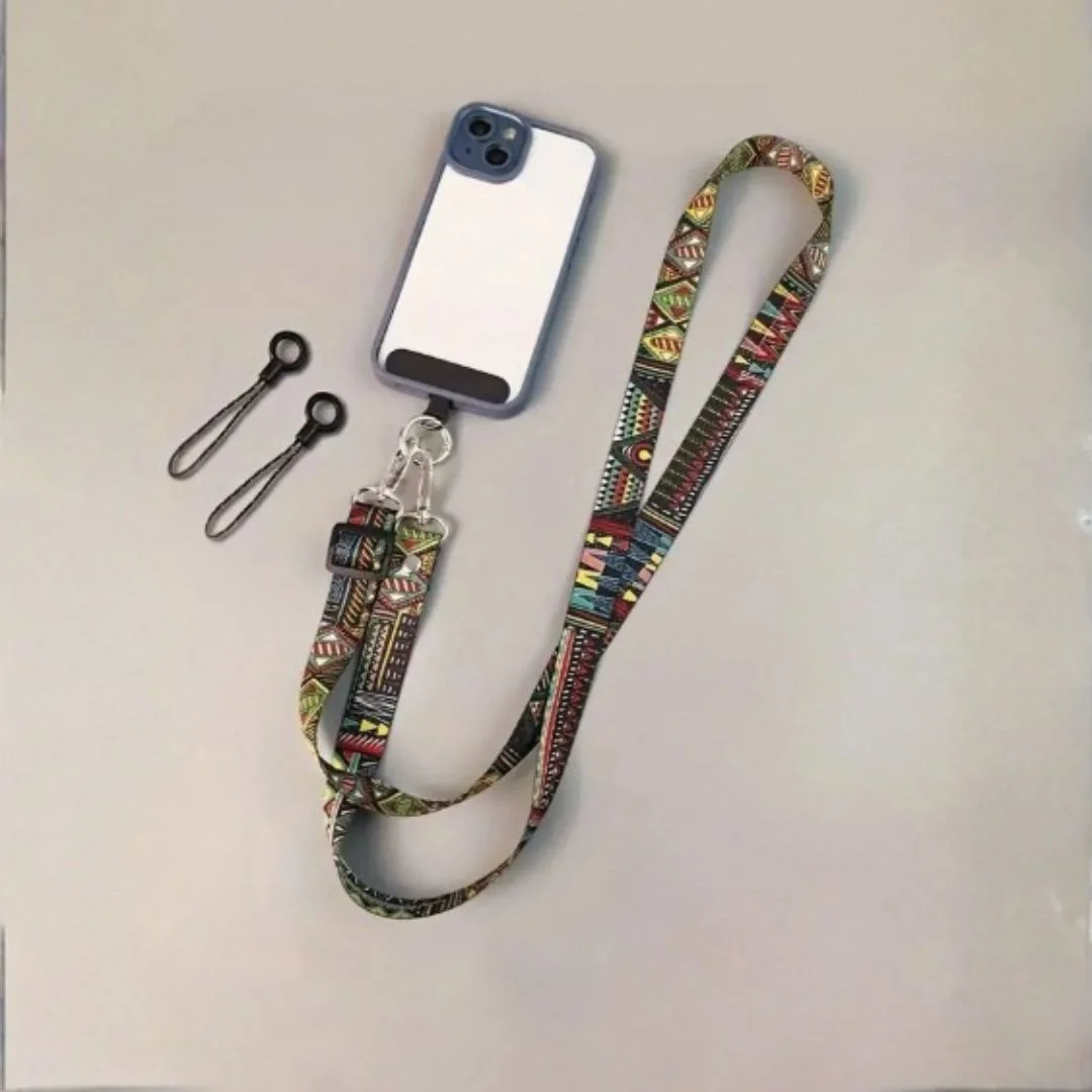 حزام تعليق هاتف بتصميم نقوش هندسية ملونة