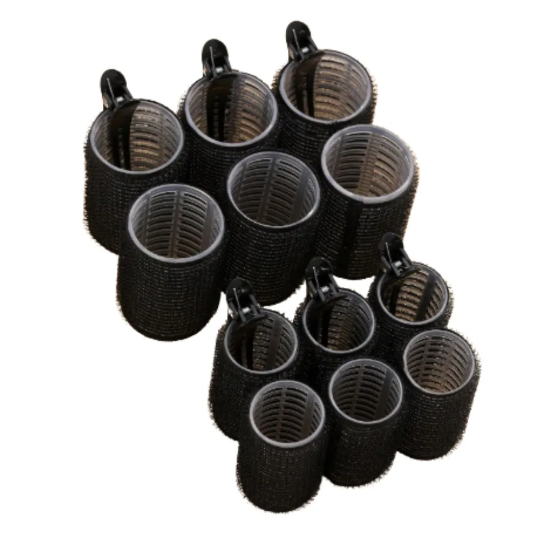 مجموعة لفافات الشعر الاحترافية مع مشابك التثبيت - 18 قطعة