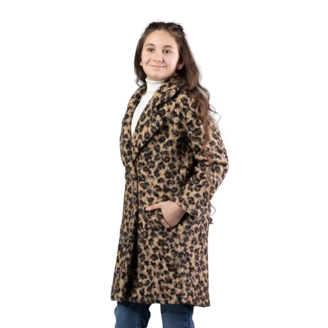 جاكيت بناتي شتوي بنقشة النمر