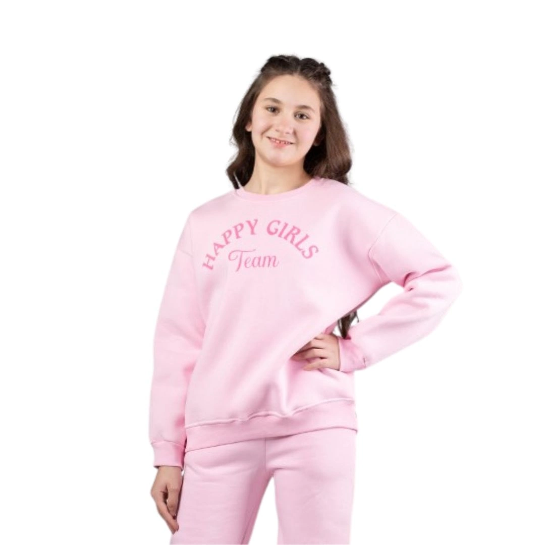 كنزة فليس أوفر سايز بناتي بكتابة مطبوعة