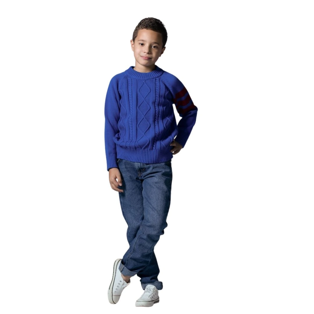 بلوزة صبياني صوف واسعة بلونين مختلفين