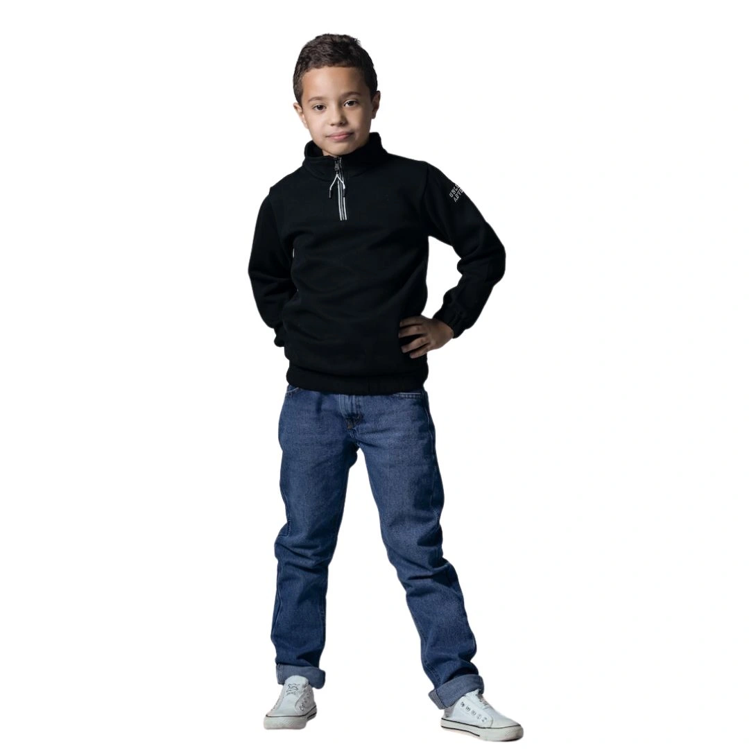 بلوزة صبياني مضلع برقبة عالية وسحاب