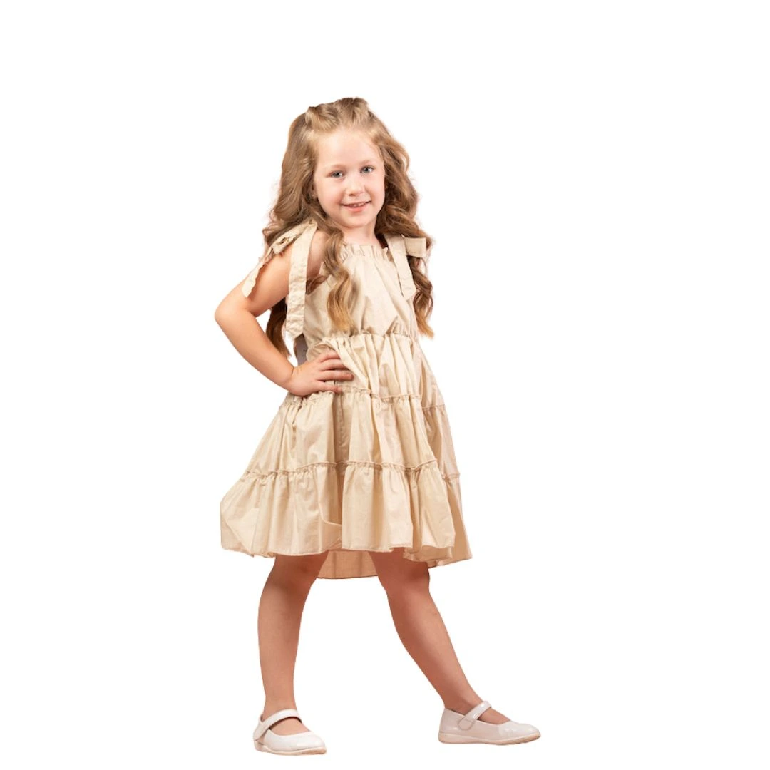 فستان بناتي مطوي بتصميم كشكشة