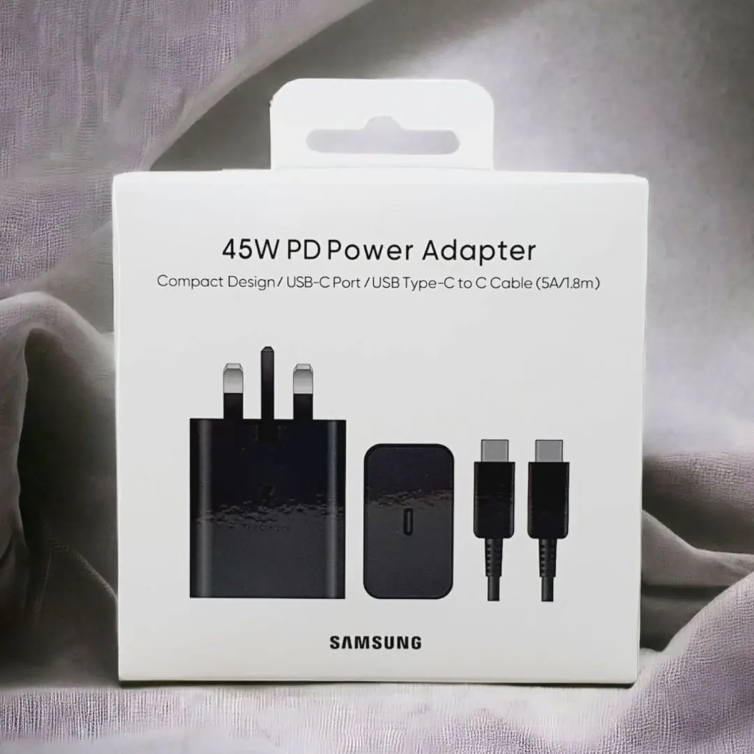 شاحن سامسونج الأصلي السريع والمتكامل (رأس + كابل 1.8 متر) - 45 واط
