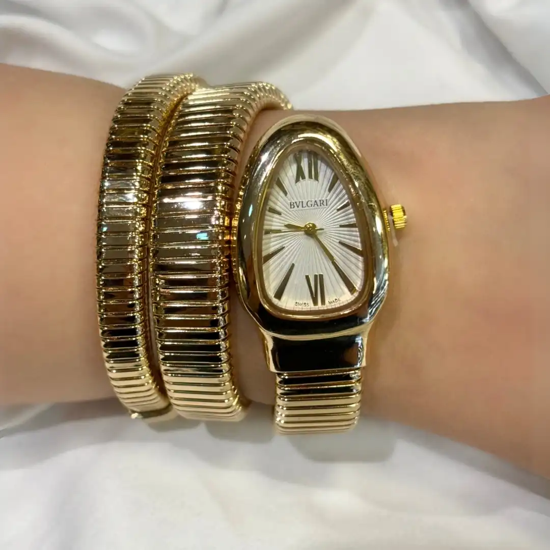  ساعة بولغري ستانلس ستيل ذهبي مع إطار ذهبي 