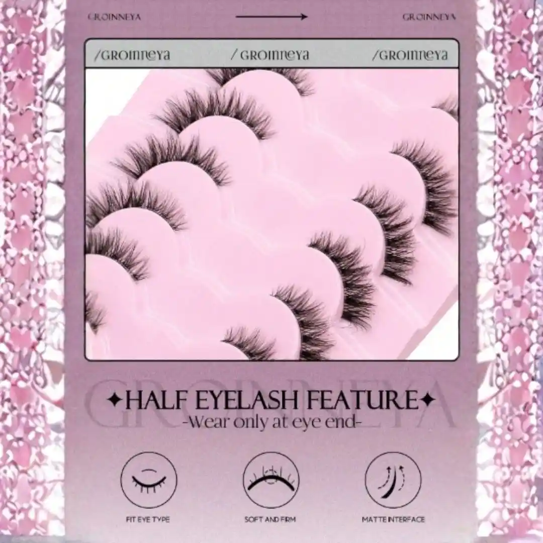 مجموعة رموش عيون القطة صناعية بشريط شفاف 