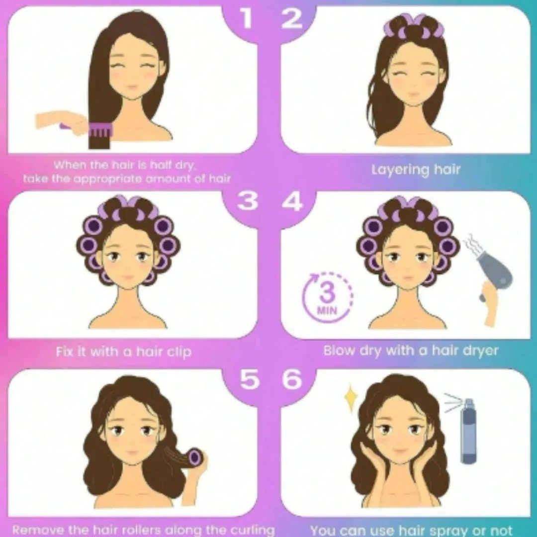 مجموعة لفافات الشعر الاحترافية مع مشابك التثبيت - 18 قطعة