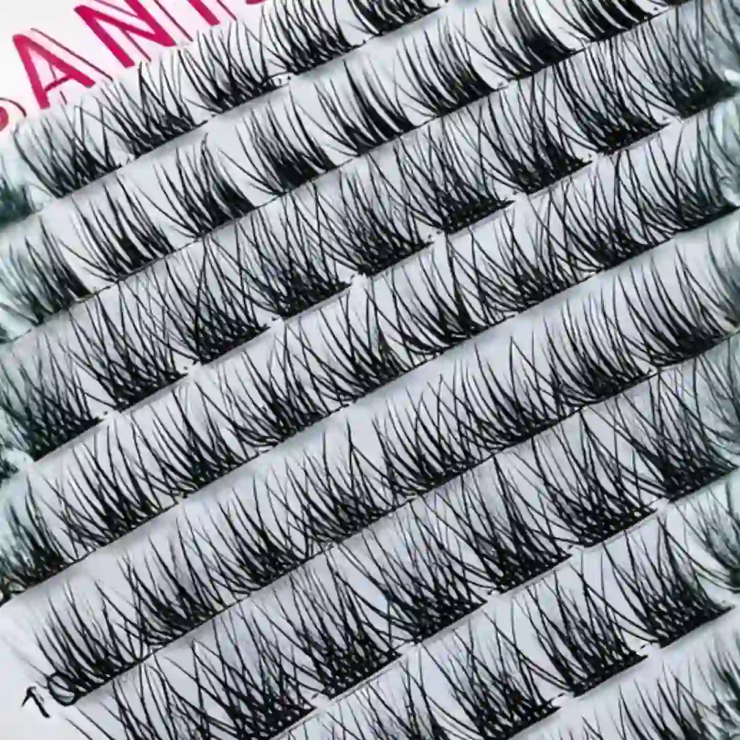 مجموعة رموش من SANISHI بأطوال مختلفة مع لاصق وملقط 