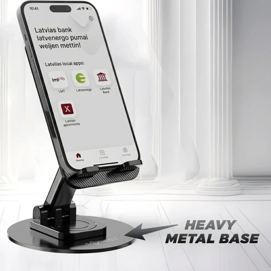 حامل مكتبي أسود من QBEST للهواتف المحمولة موديل QB-2005