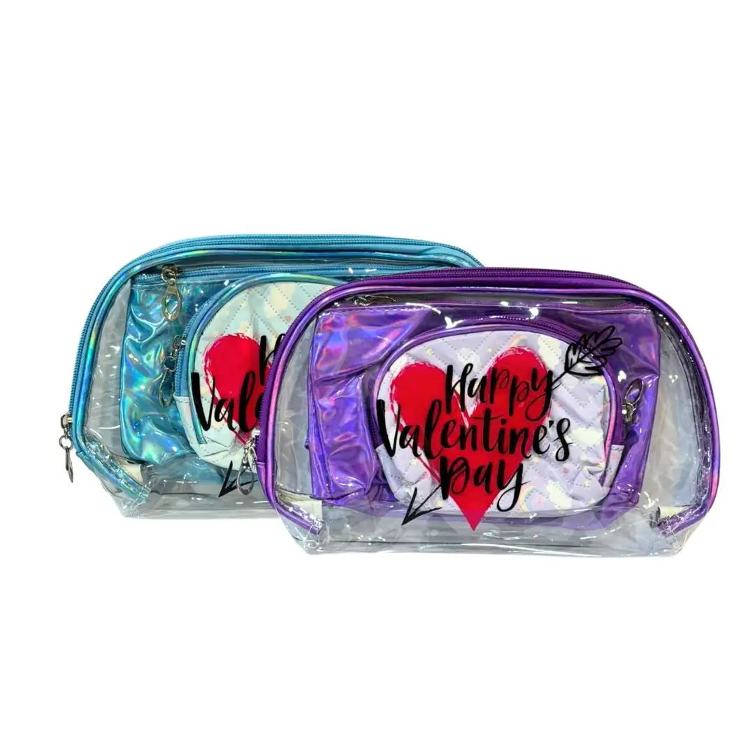 مجموعة حقائب مكياج بتصميم يوم الحب