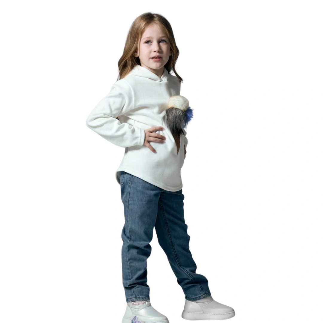 بلوزة بناتي شتوي صوف بتصميم آيس كريم فرو