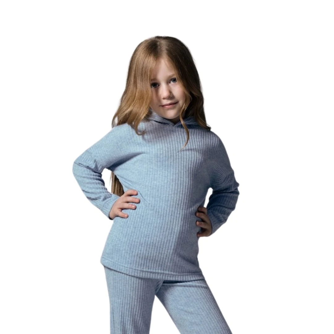 كنزة هودي أوفر سايز بناتي مضلعة