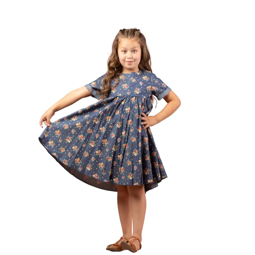 فستان بناتي من قماش التنسل المطبوع