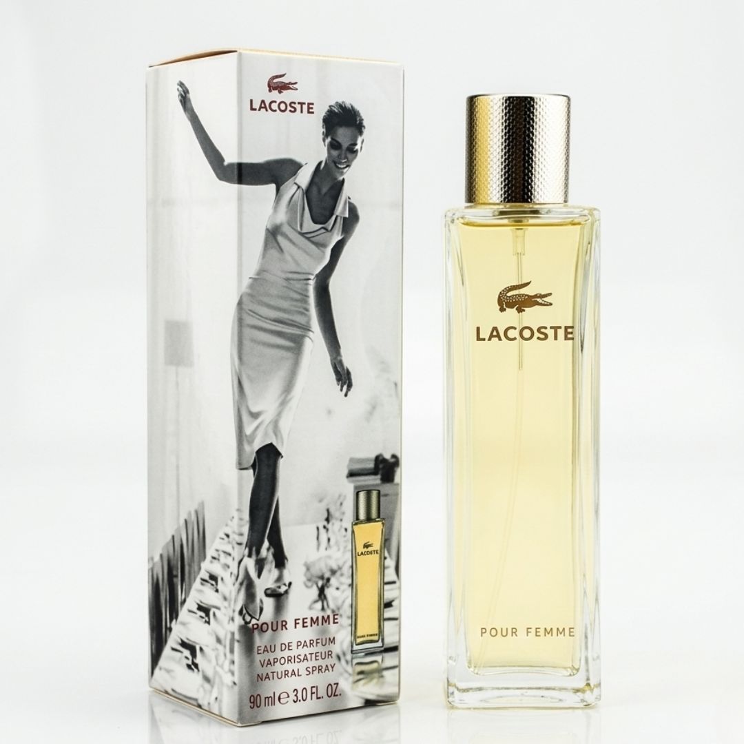 عطر لاكوست بور فيم بنبض الأزهار البودرية ودفء الأخشاب الصافية 