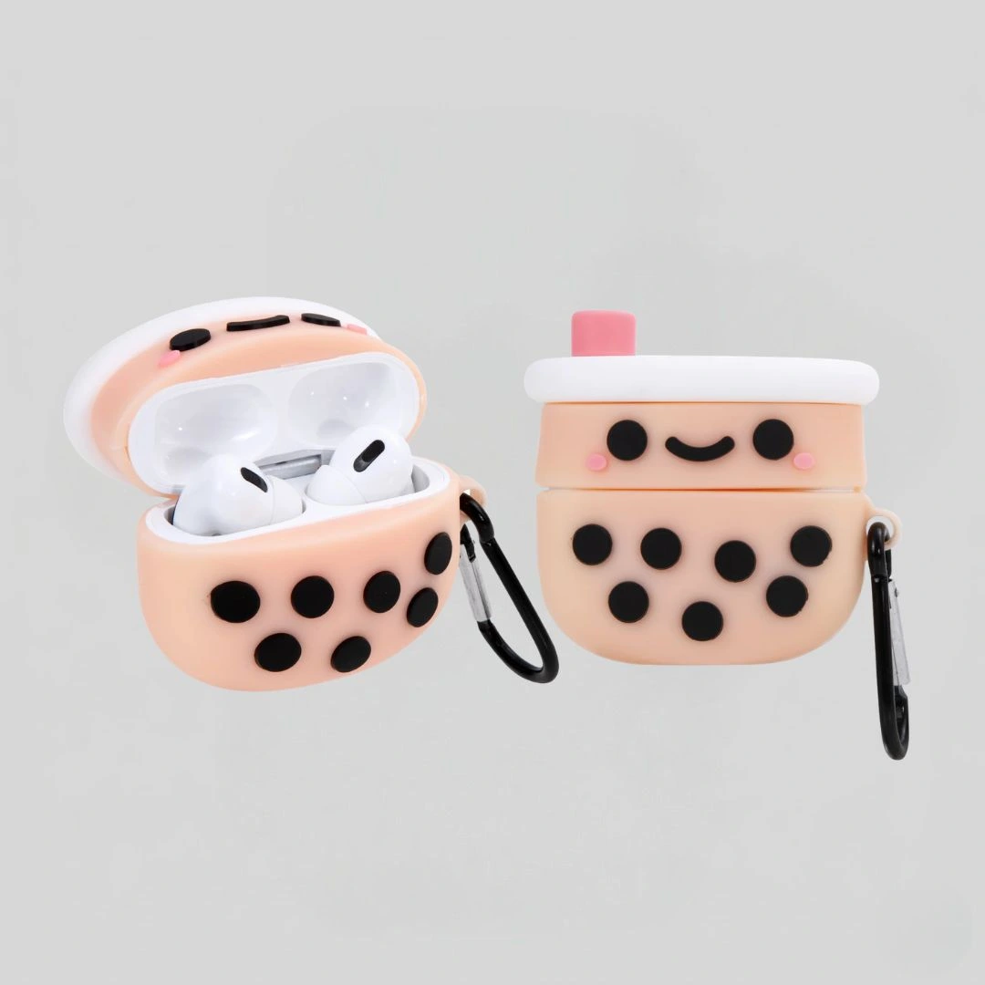 كفر سماعات AirPods بتصميم شاي البوبا بلون زهر 
